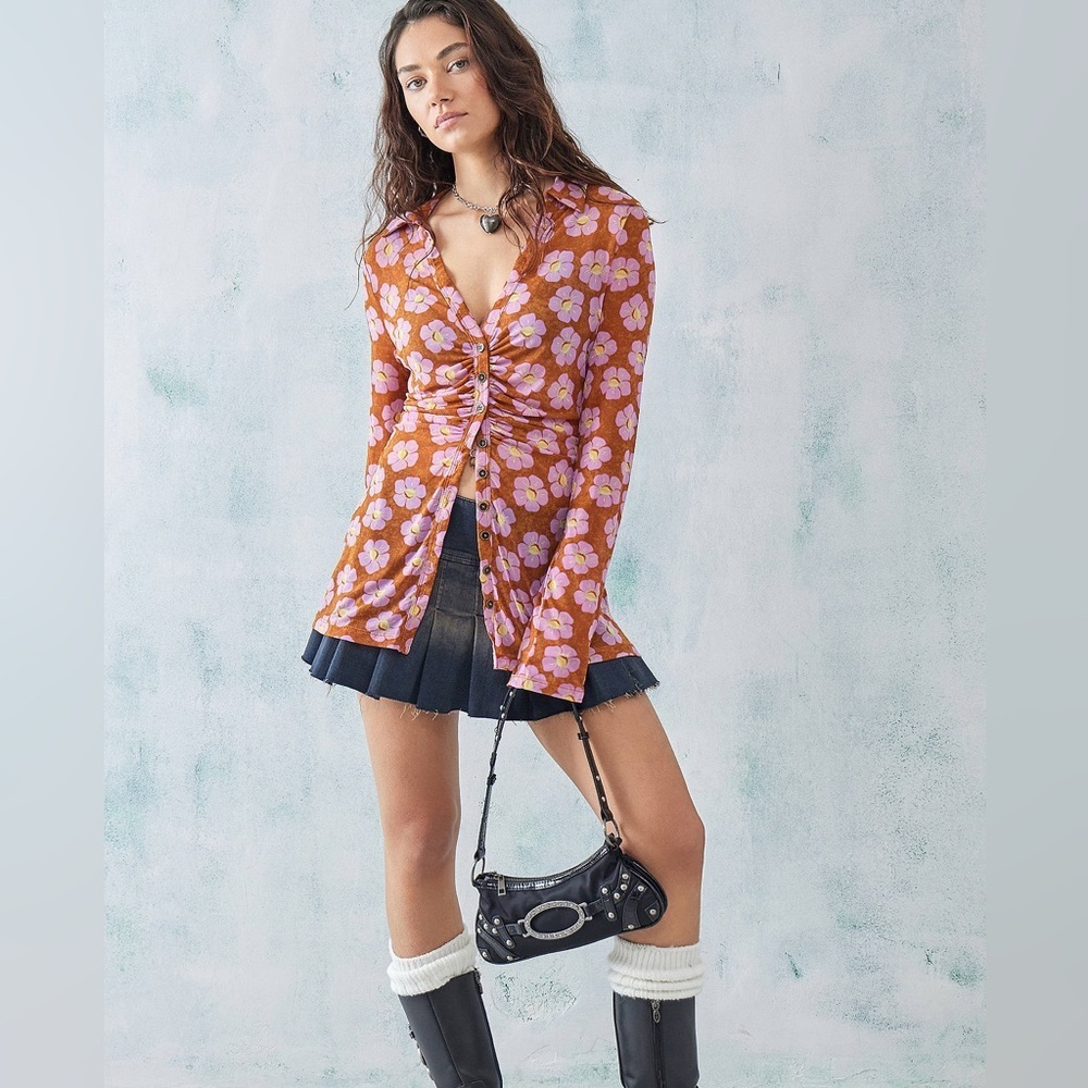 .Free People Lucky Flower Shirt XS NWT - Picture 3 of 15